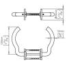 Paire de béquilles M 16 mm sur rosace ronde, inox brossé 316