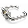Paire de béquilles U 16 mm sur rosace ronde, inox brossé 316