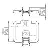 Paire de béquilles U 16 mm sur rosace ronde, inox brossé 316