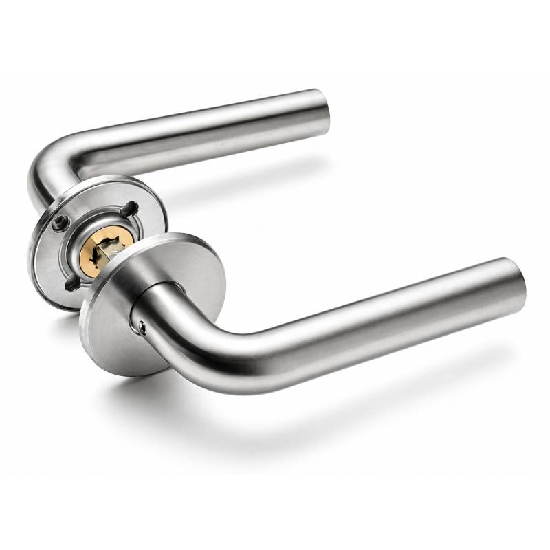 Paire de béquilles L 16 mm sur rosace ronde, inox brossé 316
