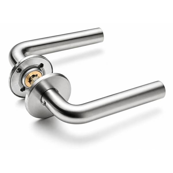 Paire de béquilles L 16 mm sur rosace ronde, inox brossé 316