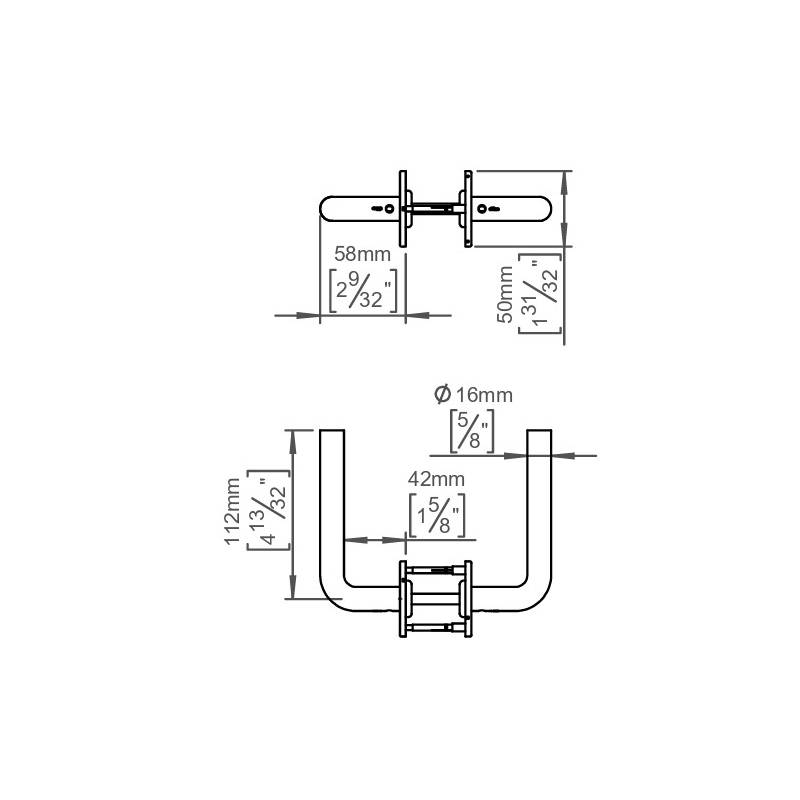 Paire de béquilles L 16 mm sur rosace ronde, inox brossé 316