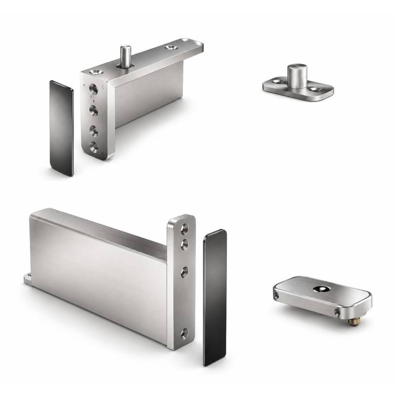 Ensemble pivot Système M+ réf. STM+40-A/TP40  avec plaque rectangulaire inox