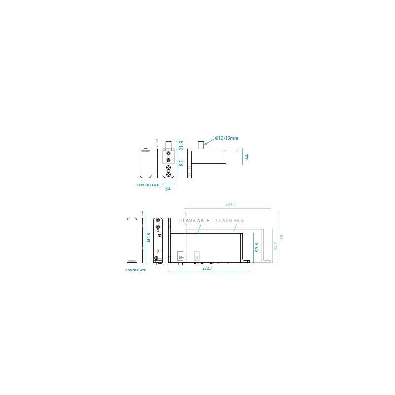 Ensemble pivot Système M+ réf. STM+40-C/TP40  avec plaque rectangulaire inox