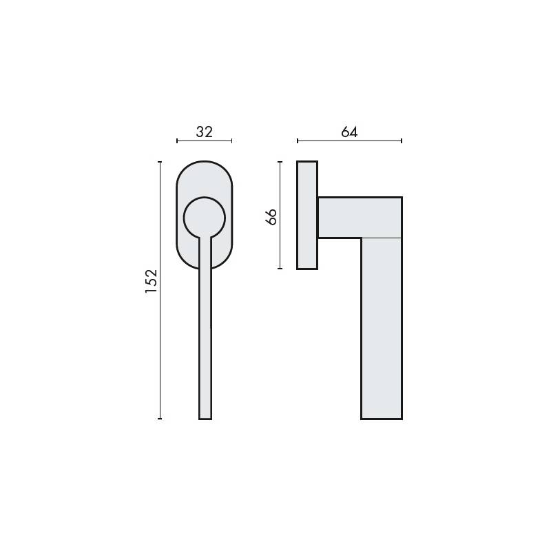 Béquille de fenêtre TOOL sur rosace ovale , chromé mat