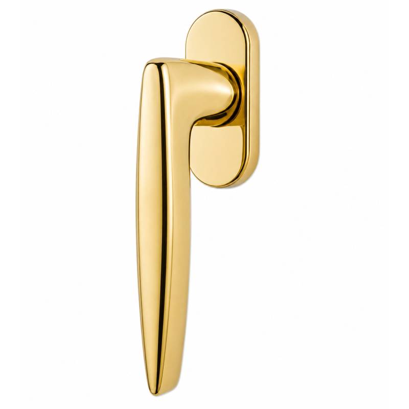Béquille de fenêtre GAIA sur rosace ovale, laiton poli