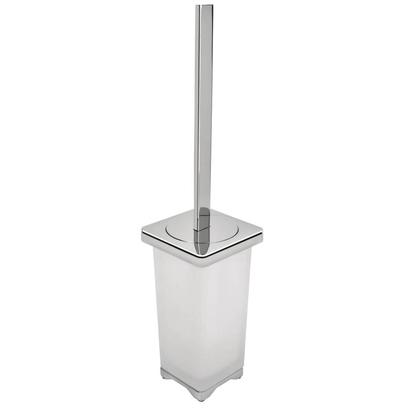 Ensemble balai/brosse WC à poser, chromé/verre, FOREVER