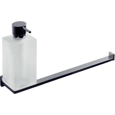 Distributeur de savon liquide (310 ml) et porte-serviette, chromé/verre, LOOK
