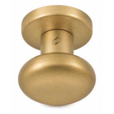 Bouton fixe ROUND 25, Ø 60 mm sur rosace ronde, laiton poli