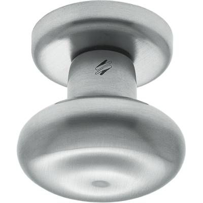 Bouton fixe ROUND 25, Ø 60 mm sur rosace ronde, chromé mat