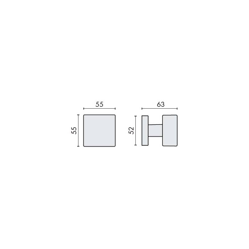 Bouton fixe SQUARE 25 sur rosace carrée, chromé