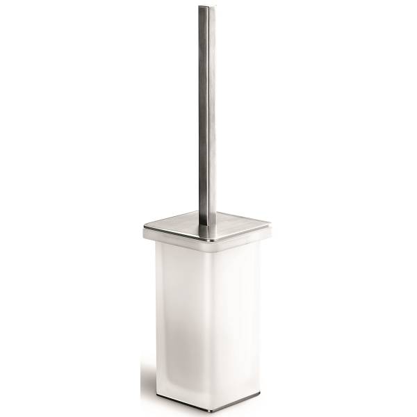 Ensemble balai/brosse WC à poser, inox/verre, OVER