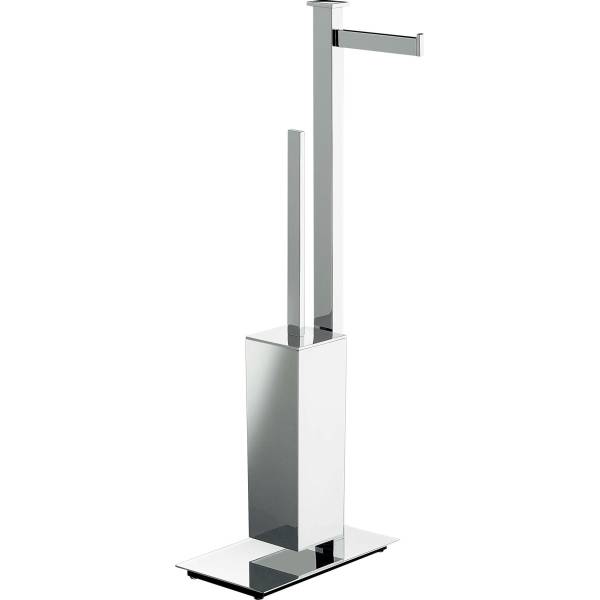 Console dérouleur papier WC et balai/brosse WC, droite, chromé, UNITS