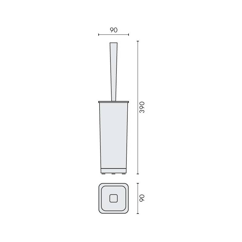 Ensemble balai/brosse WC à poser, chromé/verre, ALIZE