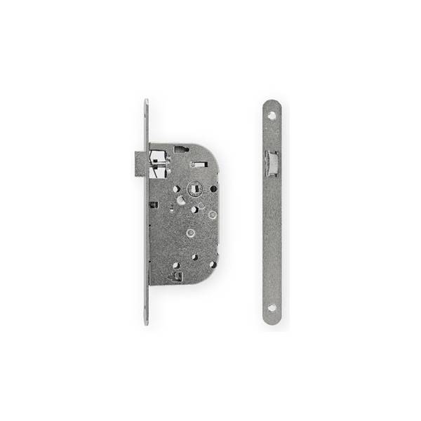 Serrure EXS 11, bec de cane axe 50 mm NF bouts ronds aspect inox