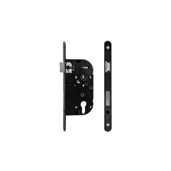 Serrure EXS 14, cylindre européen axe 50 mm NF bouts ronds noire