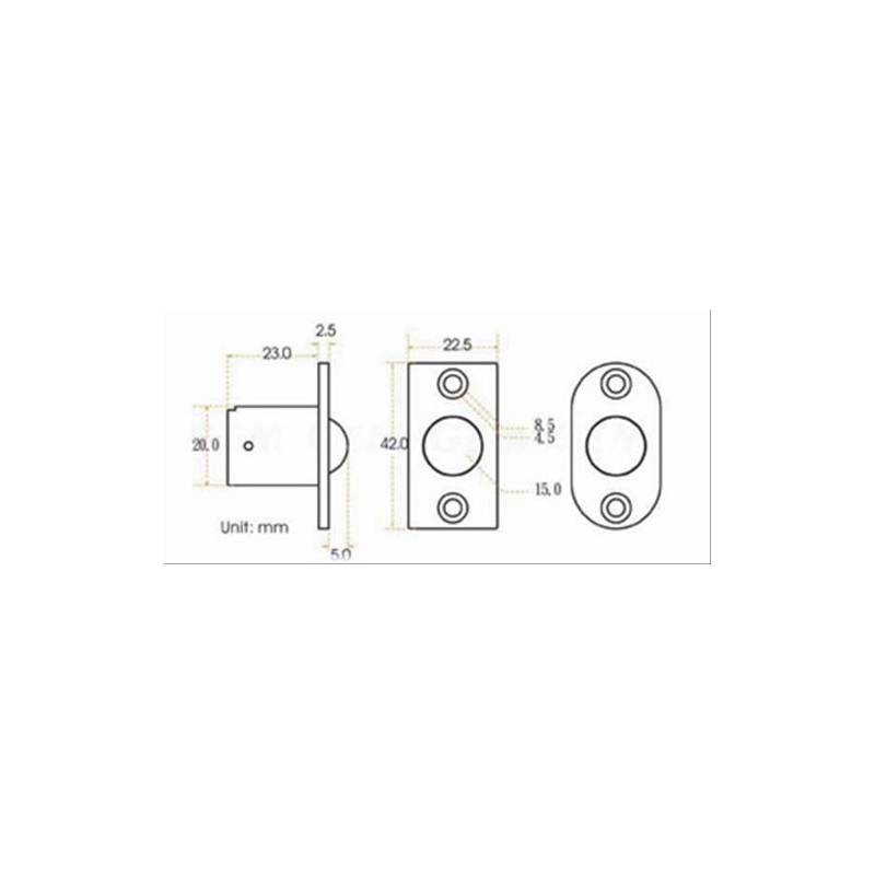 Contact à bille 10400 blanc avec câble Lg 4 m Têtière bout carré