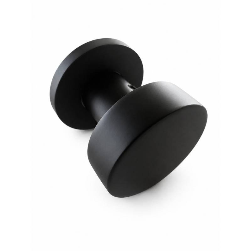Bouton fixe sur rosace ronde série « Project », finition noir mat 19G