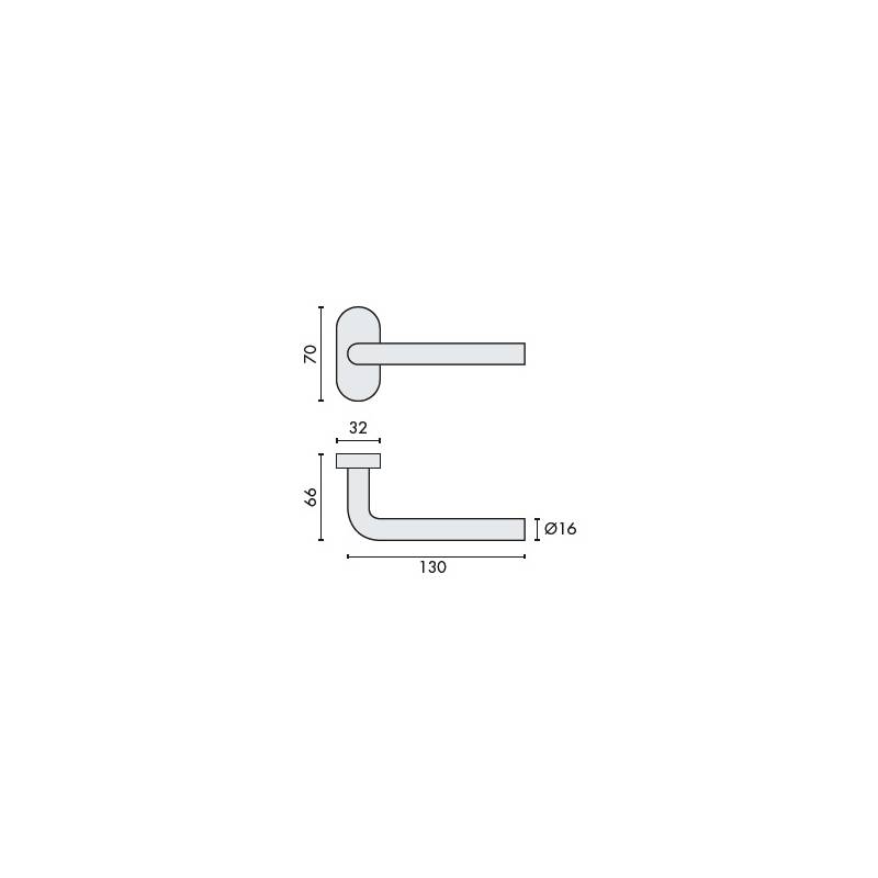 Paire de béquilles L 16 mm sur rosace ovale, inox brossé 304