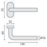 Paire de béquilles L 16 mm sur rosace ovale, inox brossé 304