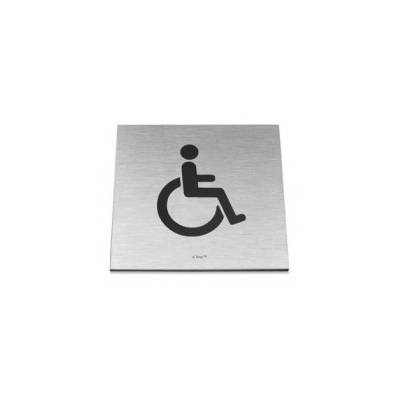 Pictogramme carré à coller 86x86 mm, PMR, inox brossé 316