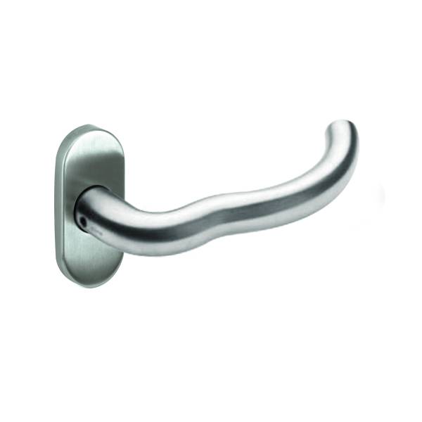 Paire de béquilles M 19 mm sur rosace ovale, inox brossé 316