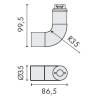 Embout coudé à 90°, inox brossé 316