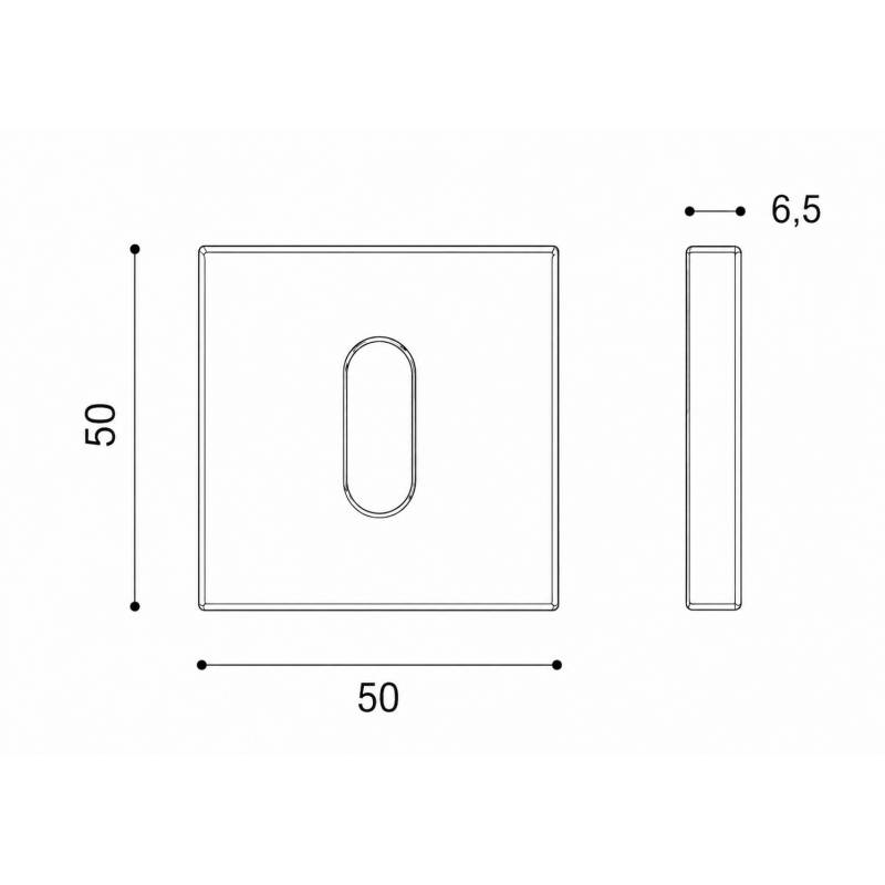 Paire de rosaces carrées clé L (CC6), graphite mat