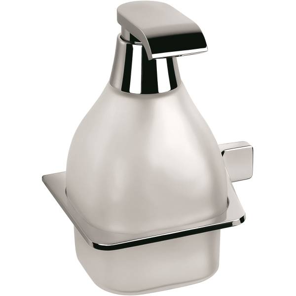 Distributeur de savon liquide mural, droit, 500 ml, chromé/verre, ALIZE