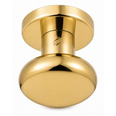 Bouton fixe ROUND 25, Ø 60 mm sur rosace ronde, laiton poli