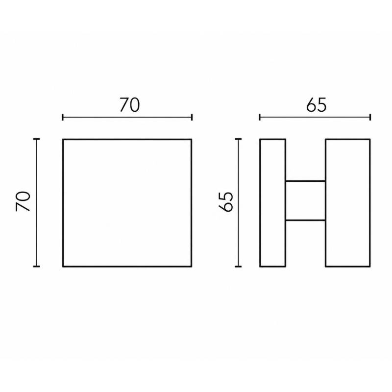 Bouton fixe SQUARE 35 sur rosace carrée, chromé mat