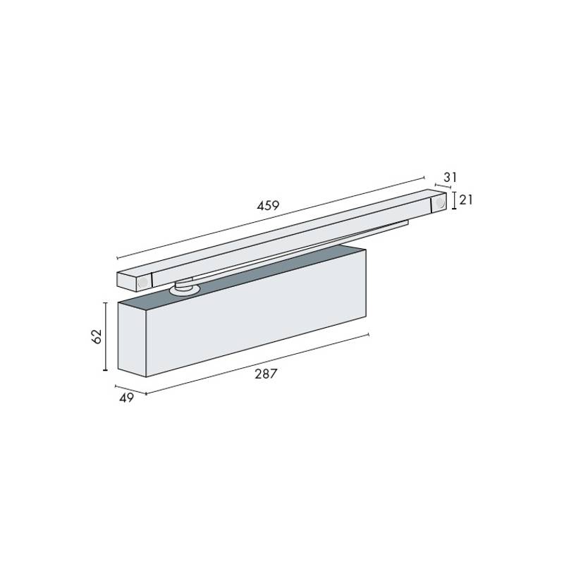Ferme-porte EXS 610B-GS-H, capot 3 côtés argent , force 3-6, argent
