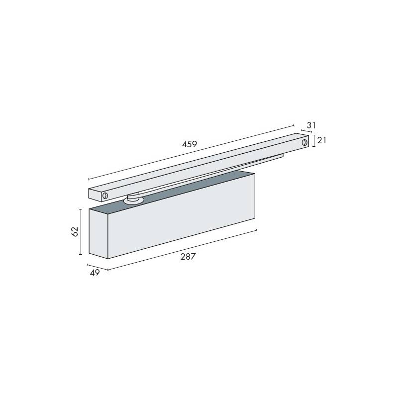 Ferme-porte EXS 610B-GS-H,tout inox, force 3-6, glissière inox.