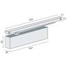 Ferme-porte EXS 610B-GS-H,tout inox, force 3-6, glissière inox.
