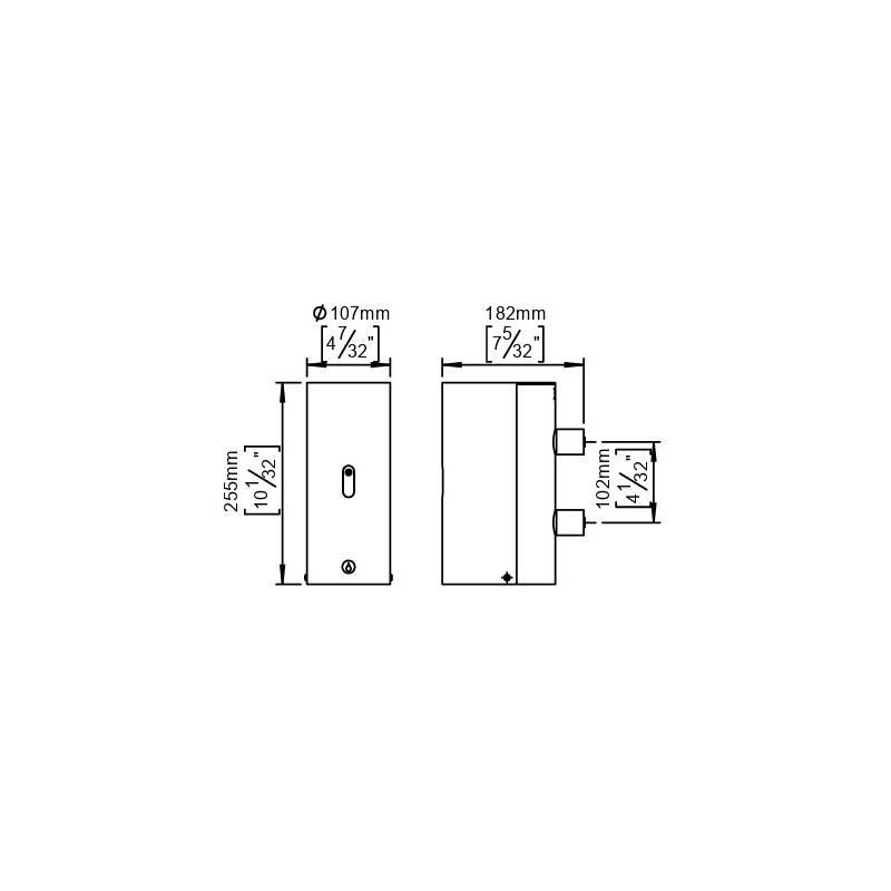Distributeur de savon mural automatique Ø 107x255 mm, 800 ml, inox brossé 316