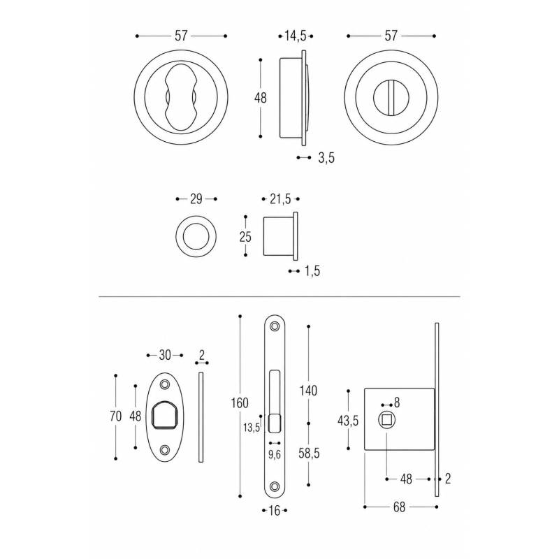 Cuvette encastrée OPEN diam 57 mm avec serrure, blanche